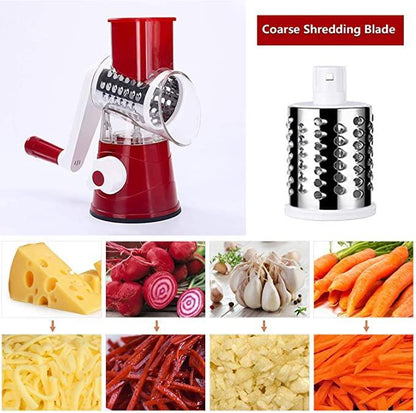 Vegetable Cutter Multifunctional Vegetable Slicer Drum Slicer for Kitchen Manual Hand Crank Vegetable Cutter, 3 in 1 Rotary Cheese Grater Slicer